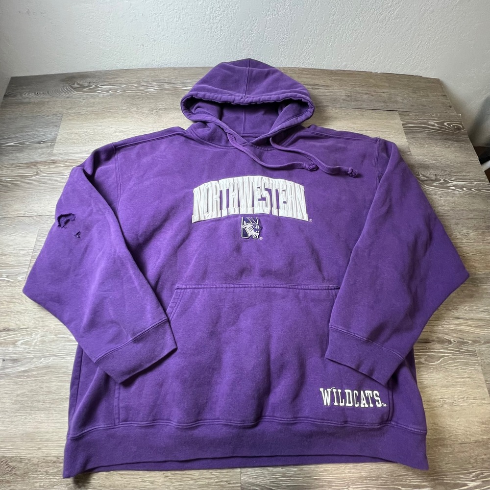 Knights Apparel Northwestern Hoodie Mens 2XL Purple Distressed NCAA Wildcats